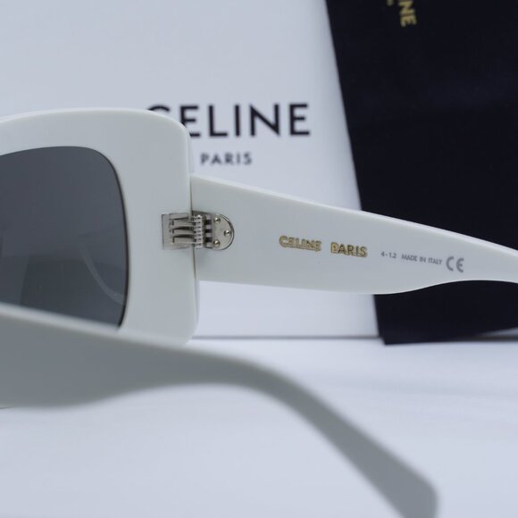 🕶️ New Celine CL40224I 25C Sunglasses - White Frame, Silver Mirror Lenses - Picture 10 of 12